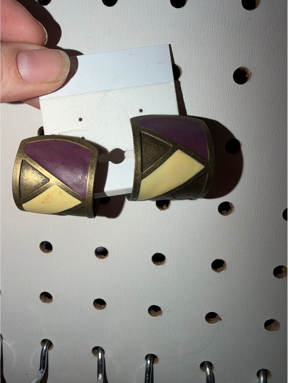 Bold Geometric Earrings in Purple and Cream